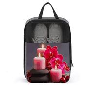 Shoe Bags for Travel Orchid Stone Red Candles Shoe Pouch with Zipper Breathable Golf Shoe Bag for Men Women Outside Shoe Storage Organizer for Sport Business Trip Gym, gray, 9.4 x 3.9 x 13.7inches,