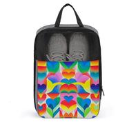 Shoe Bags for Travel Rainbow Hearts Pattern Shoe Pouch with Zipper Breathable Golf Shoe Bag for Men Women Outside Shoe Storage Organizer for Sport Business Trip Gym, gray, 9.4 x 3.9 x 13.7inches, Shoe