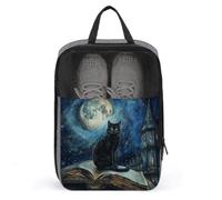 Shoe Bags for Travel, Sitting A Black Cat Printed Shoe Case for Travel Travel Shoe Bag Waterproof Portable Organizer Sneaker Travel Bag for Women Men, Sitting a Black Cat, One Size, Floral
