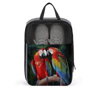 Shoe Bags for Travel Two Colored Parrots Shoe Pouch with Zipper Breathable Golf Shoe Bag for Men Women Outside Shoe Storage Organizer for Sport Business Trip Gym, gray, 9.4 x 3.9 x 13.7inches, Shoe