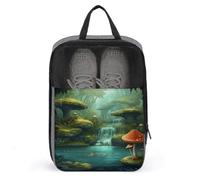 Shoe Bags for Travel, View of Fantasy River Mushroom Printed Shoe Case for Travel Travel Shoe Bag Waterproof Portable Organizer Sneaker Travel Bag for Women Men, View of Fantasy River Mushroom, One