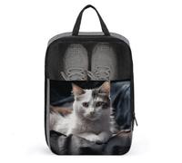 Shoe Bags Shoe Organizer with Handle Travel Bags Cat on Mattress Printed Travel Storage Pouch for Travel And Storage, style, One Size, Shoe Bags