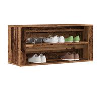 Shoe Bench 100x35x45cm Old Wood Engineered Wood 2Compartment Rustic Hallway Seat