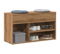 Shoe Bench 80x30x45cm Artisan Oak Engineered Wood 2-Shelf Gold Leg Entry Storage