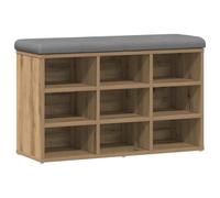 Shoe Bench Artisan Oak with Padded Seat Cushion, 82 x 32 x 50 cm, Wood Composite, Hallway Bench with Storage Space, Seat Chest for Hallway, Hallway and Living Room