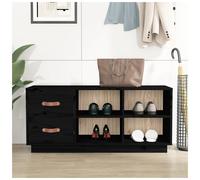 Shoe Bench Black 100x34x45 cm Solid Pinewood Untreated Entryway Storage Seating