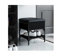 Shoe Bench Black 42x42x45cm Engineered Wood & Metal w/ Padded Faux Leather Seat