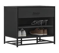 Shoe Bench Black 60x40x53.5 cm Engineered Wood & Metal Hallway Storage Seat 1pc