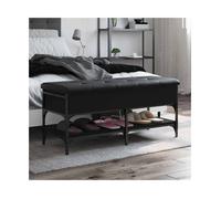 Shoe Bench Black Faux Leather Cushion 102x42x45cm Storage Entry Seat Wood Metal
