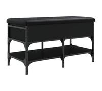 Shoe Bench Black with Padded Seat Cushion, 82 x 42 x 45 cm, Wood Material and Metal Frame, Sturdy Hallway Bench with Lots of Storage Space for Shoes, Versatile Seat Chest for Hallway and Living Room