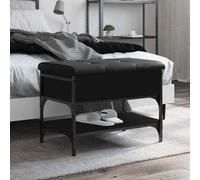 Shoe Bench Black Wood Material with Metal Frame 62 x 42 x 45 cm Padded Bench for Hallway Hallway Living Room Storage Shoe Rack Coat Bench