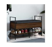 Shoe Bench Brown Oak 85.5x42x57.5cm Engineered Wood Metal with Black PU Seat Top