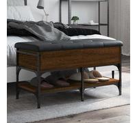 Shoe Bench Brown Oak Look 82 x 42 x 45 cm Wood Material with Metal Frame, Padded Seat Cushion, Storage Space for Shoes, Hallway Bench and Wardrobe Bench for Living Room and Hallway