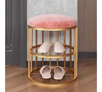Shoe Bench - Compact Entryway Seating with Shoe Storage, Low Bench with Cushion, Gold Metal Frame, Ideal for Small Spaces