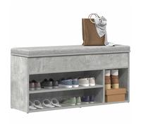 Shoe Bench Concrete Grey 102x30.5x45cm Engineered Wood Storage Seat Entryway Use