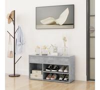 vidaXL Shoe Bench Concrete Grey Engineered Wood Shoe Organiser Cabinet Bench