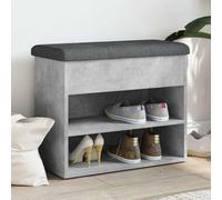 Shoe Bench Concrete Grey Made of Wood Material 62 x 32 x 50 cm with Padded Seat Cushion, Hallway Bench and Storage Space for Shoes, Wardrobe Bench for Hallway, Living Room, Entrance Area