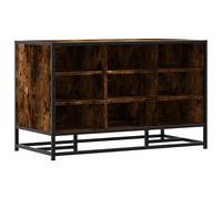 Shoe Bench Smoked Oak Engineered Wood & Metal 84x40x53.5 cm Black, Hall Storage.