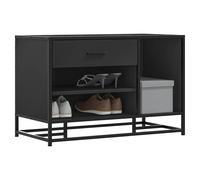 (black) vidaXL Shoe Bench Black 80x40x53.5 cm Engineered Wood and Metal bench