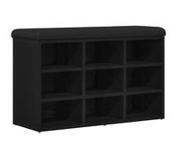 vidaXL Shoe Bench with Storage Black 80 x 30 x 48 cm Engineered wood