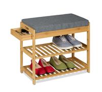 Shoe Bench Footwear Rack Upholstered Seat Padded Hallway Drawer Storage Bamboo