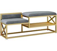 Shoe bench for the entrance area, storage bench, bench at the end of the bed, modern iron shoe bench with storage space, shoe stool for the entrance ar,Gray-a-80 * 35 * 45 cm