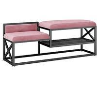 Shoe bench for the entrance area, storage bench, bench at the end of the bed, modern iron shoe bench with storage space, shoe stool for the entrance ar,Pink-b-80 * 35 * 45 cm