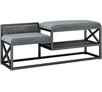 Shoe bench for the entrance area, storage bench, bench at the end of the bed, modern iron shoe bench with storage space, shoe stool for the entrance ar,Gray-b-100 * 35 * 45 cm