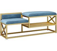 Shoe bench for the entrance area, storage bench, bench at the end of the bed, modern iron shoe bench with storage space, shoe stool for the entrance ar,Blue-a-100 * 35 * 45 cm