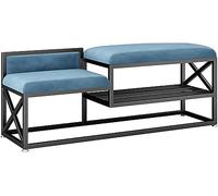 Shoe bench for the entrance area, storage bench, bench at the end of the bed, modern iron shoe bench with storage space, shoe stool for the entrance ar,Blue-b-80 * 35 * 45 cm