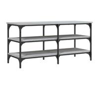Shoe Bench Grey Sonoma Wood Material 100 x 38.5 x 49 cm with Metal Frame and 3 Shelves, Adjustable Legs, Hallway Bench with Storage Space for Shoes and Seating in the Entrance Area