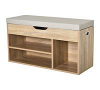 HOMCOM Sit-on Shoe Storage Unit With Hidden Compartment Handles Sponge Top Grey
