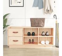 Shoe Bench Natural Pine 100x34x45 cm Solid Wood 2-Drawer 4-Compartment Hall Seat