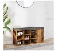 Shoe Bench Old Wood 102x32x50 cm Engineered Wood with Dark Grey Cushion Storage