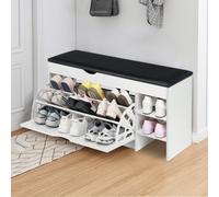 Shoe Bench Shoe Cabinet With Seat Storage And Flip-Up Drawer And Side Shelf Uk
