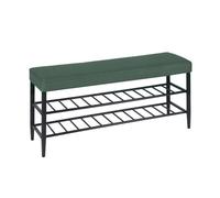 Relaxdays shoe bench, padded faux leather seat, 2 shoe shelves, 8 pairs of shoes, bench HWD 50x100x30 cm, green