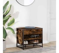 vidaXL Shoe Bench Smoked Oak 60x40x53.5 cm Engineered Wood and Metal