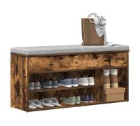 Shoe bench smoked oak 102x30.5x45 cm engineered wood storage seating for hallway
