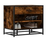 Vidaxl Shoe Bench Smoked Oak 60X40X53.5 Cm Engineered Wood And Metal