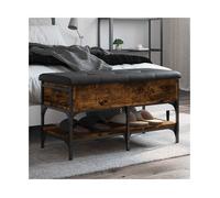 Shoe Bench Smoked Oak 82x42x45cm Engineered Wood Metal Frame Black Seat Cushion