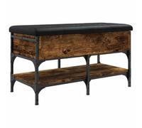 Shoe Bench Smoked Oak with Padded Seat Cushion, 82 x 42 x 45 cm, Wood Material and Metal Frame, Hallway Bench with Storage Space, Versatile Wardrobe Bench for Hallway, Living Room, Bedroom