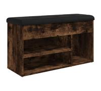 Shoe Bench Smoked Oak Wood Material 82 x 32 x 45.5 cm with Padded Seat Cushion, Hallway Bench and Storage Space for Shoes, Wardrobe Bench for Hallway, Living Room, Bedroom