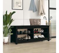 Shoe Bench Solid Pine Wood Black 110x38x45.5cm Modern Slim Entryway Storage Seat