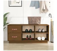 Shoe Bench Solid Pinewood Honey Brown 100x34x45 cm Entryway Rustic Storage Seat