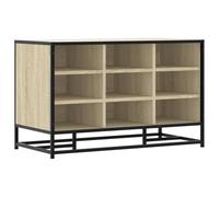 Shoe Bench Sonoma Oak 84 x 40 x 53.5 cm Wood Material and Metal with Storage Space, Hallway Bench Seat Chest for Hallway and Entrance Area, Sturdy Wardrobe Bench with Storage