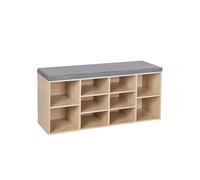 Shoe Bench Storage Cabinet with Seat Cushion, Natural