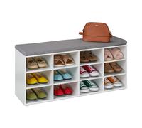 Shoe Bench Storage Hallway Rack Shelf Soft Comfortable Seat Padding White/Grey