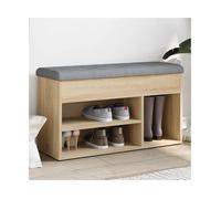 Shoe Bench Storage Sonoma Oak Engineered Wood with Lt Grey Cushion 82x32x45.5cm