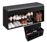Shoe Bench Storage Space Compartments Padded Seat Cushion Rack Cabinet DIY New