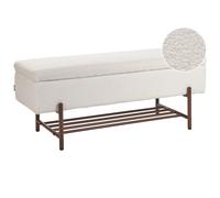 Shoe Bench VAIL Boucle 115 cm 40 cm with Storage Off-White